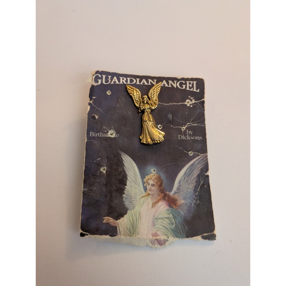Dicksons Guardian Angel Pin Gold Tone Vintage Spiritual Religious Lapel Brooch